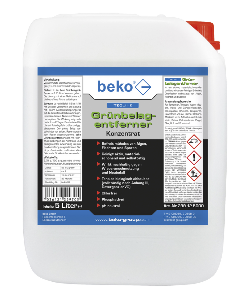 beko TecLine Anti-mousse / nettoyant dépôts verts -concentré- en bidon