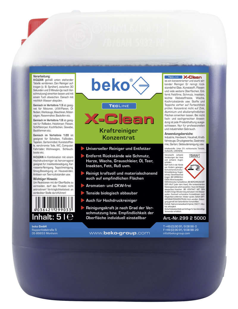 beko TecLine X-Clean nettoyant puissant -concentré- en bidon