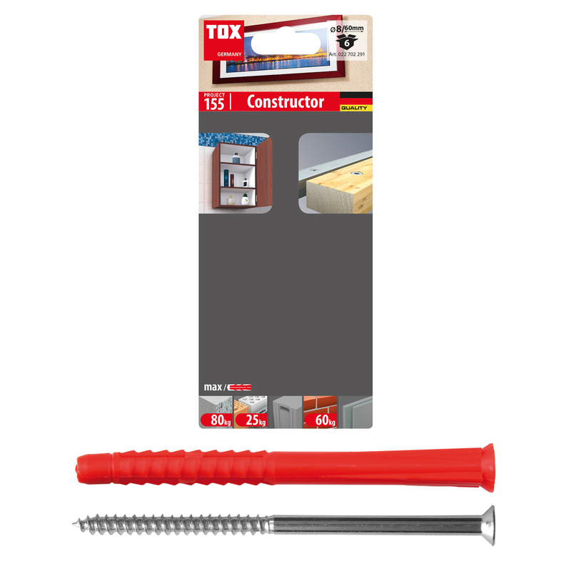 TOX Constructor 8/60 + S (6 pc) – chevilles pour cadres à usage général