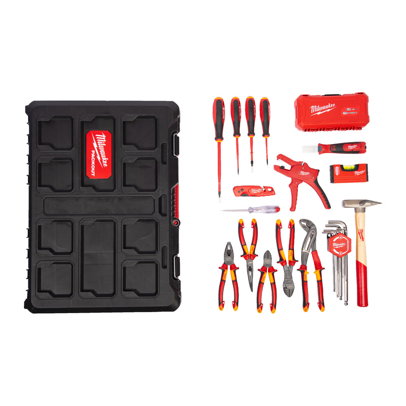 CAISSE OUTILS PACKOUT ELECTRICIEN 62pcs