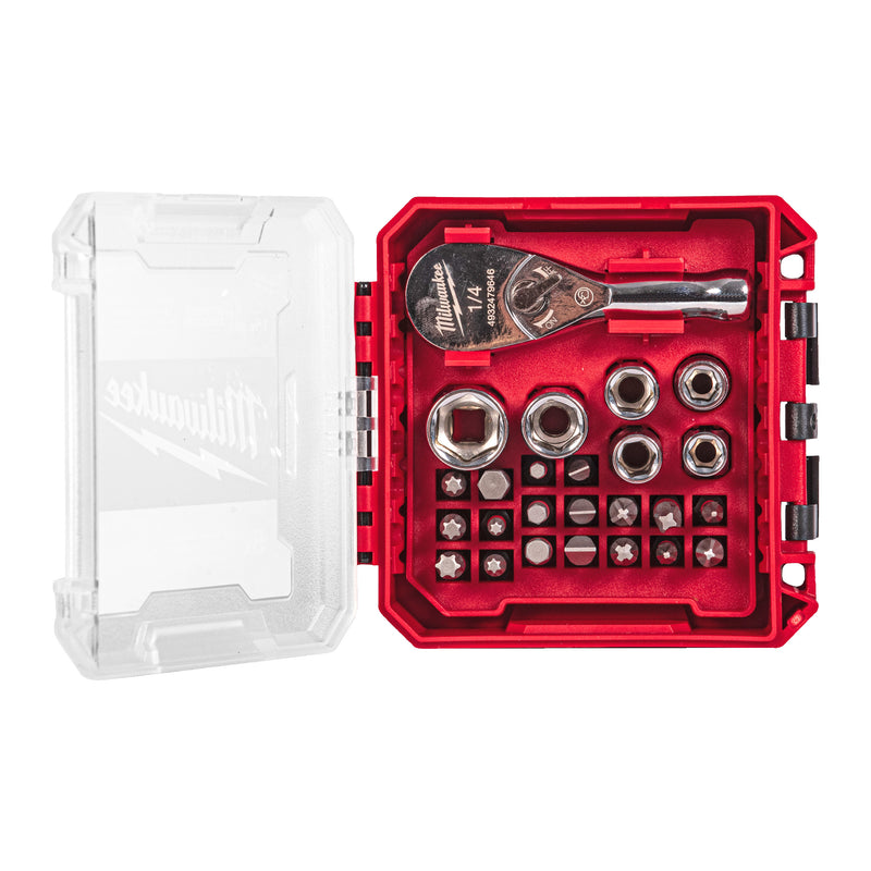 COFFRET 25 PCS CLÉ À CLIQUET COMPACTE 1/4"