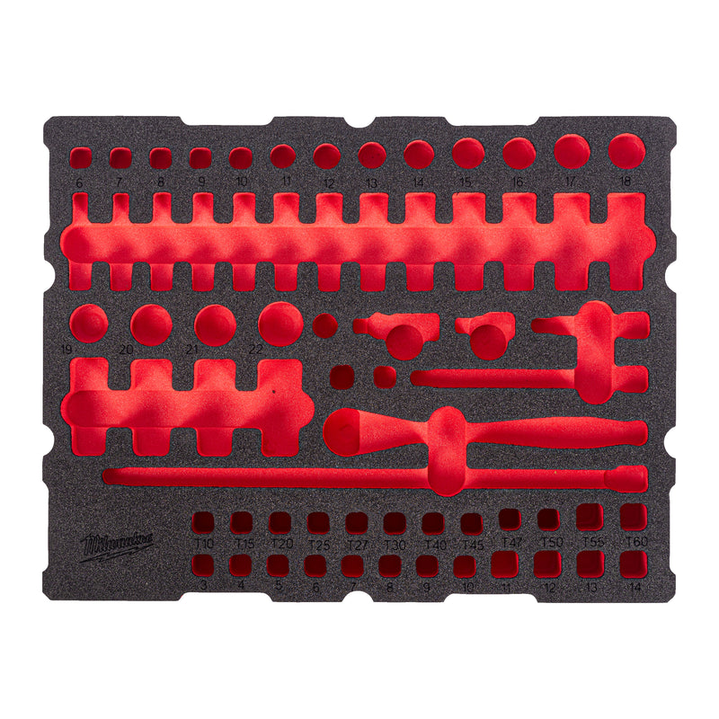 Module mousse vide PACKOUT pour jeu de cliquet et douilles ¼ (68 mesures)