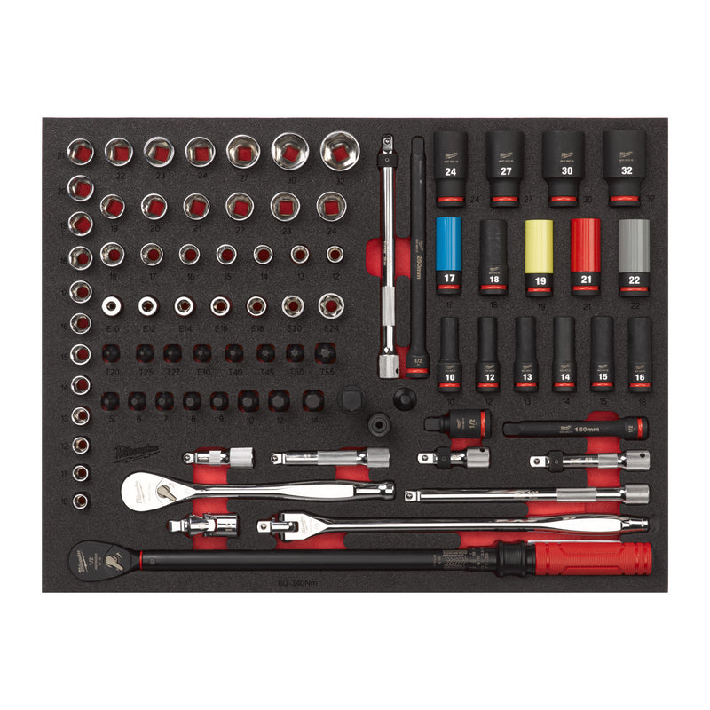 Module mousse pour set de cliquets et douilles à choc 1/2" (85 mesures)