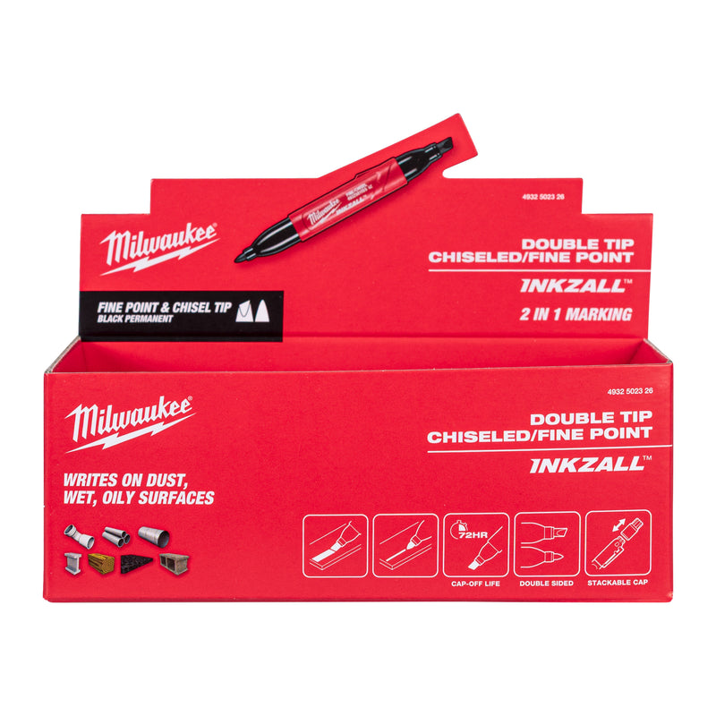 INKZALL Marqueur à double pointe – pointe biseautée et fine (conditionné par 12 pièces)