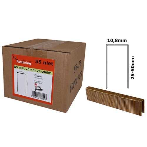 Agrafes n° 55 38 mm galvanisee 10000 st/pak