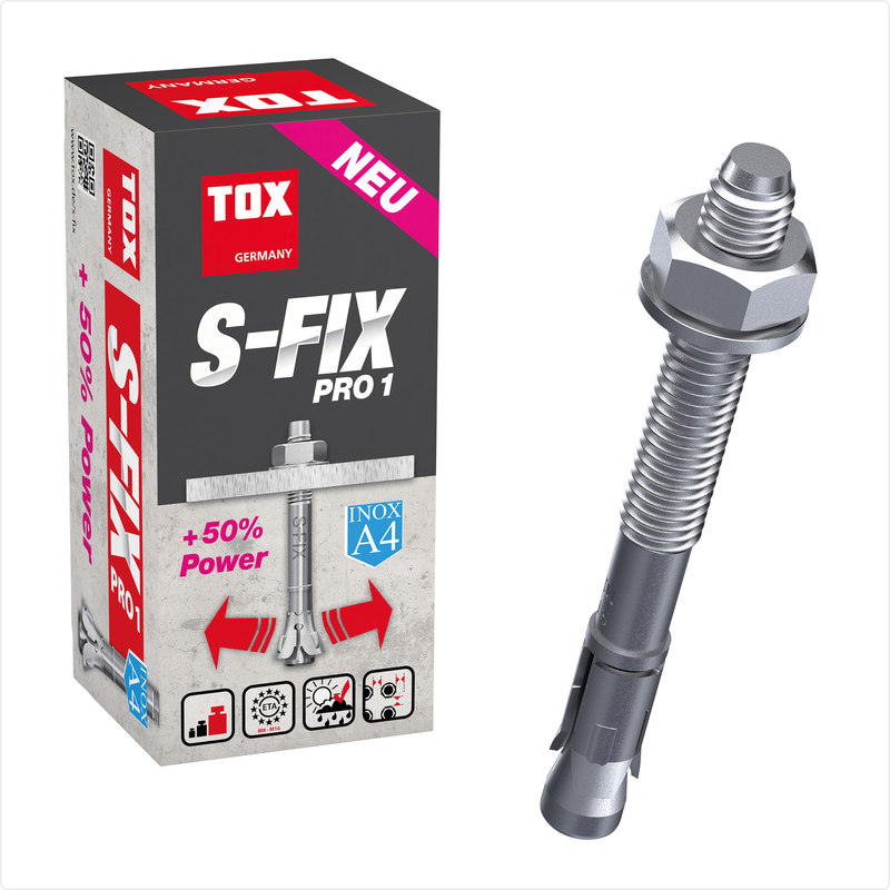 Boulon d'ancrage s-fix pro 1 A4 M8X75/10