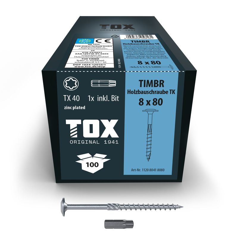 Vis à bois zinguée bleue timbr 8,0 x 80 tk (50 pc)