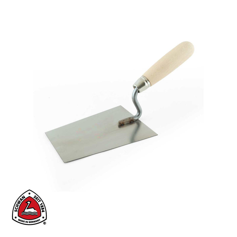 Truelle de plâtrier INOX , coins droit - 160 x 115/85 x 1,0 mm