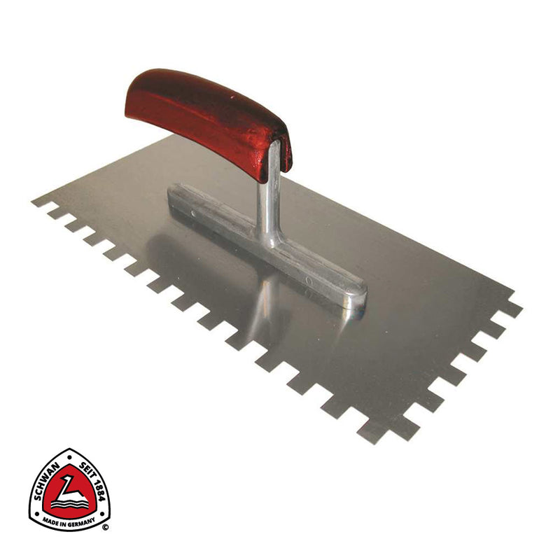 Plâtresse dentelée acier, manche en bois, ZG 22: 10x10 mm - 280 x 130 mm