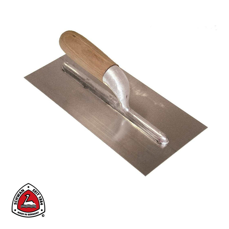 Plâtresse INOX, manche en bois, support extra long - 280 x 130 x 0,7 mm