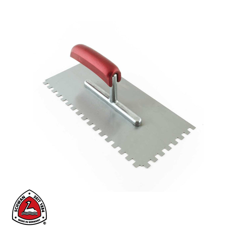 Plâtresse dentelée ACIER, manche bois - ZG 23: 15 x 15 mm - 280 x 130 mm