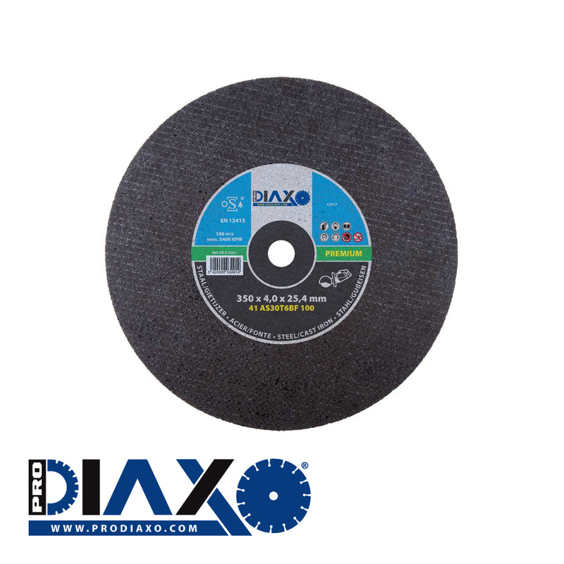 PRODIAXO - Disque abrasif ACIER - 350 x 4,0 x 25,4 mm (scies moteurs) / Premium