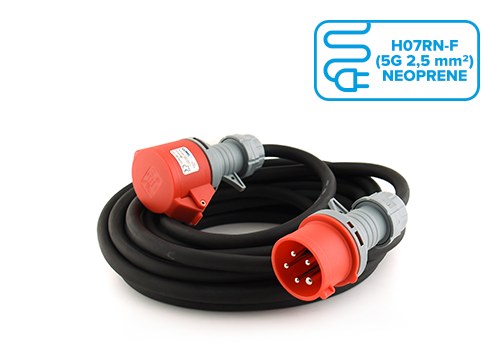 Rallonge CEE 400 V 16 A 5 pôles H07RN-F 5G 2,5 mm²