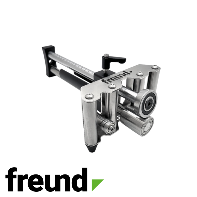 Plieuse Premium avec poignée - Hard Chrome 0-100°, hauteur 5-200 mm, 4 rouleaux de guidage