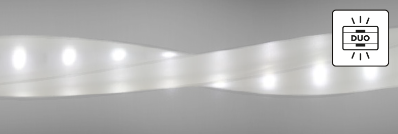 Bande LED DUO FLUOR sur enrouleur 25m - 2x60led/m - L=12mm