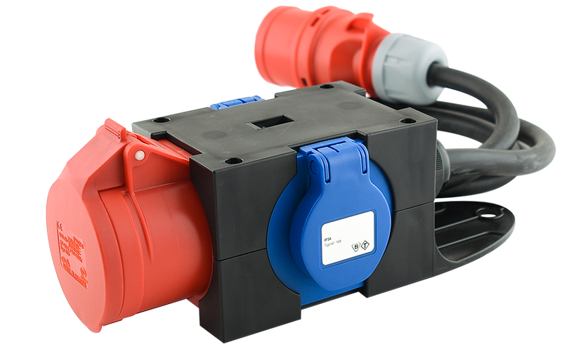 PCE 9430203: CEE box 'ST ANTON' / In:1,5 m HO7RN-F + CEE 16A 5P / Out:CEE 16A 5P + 2x16A 250V