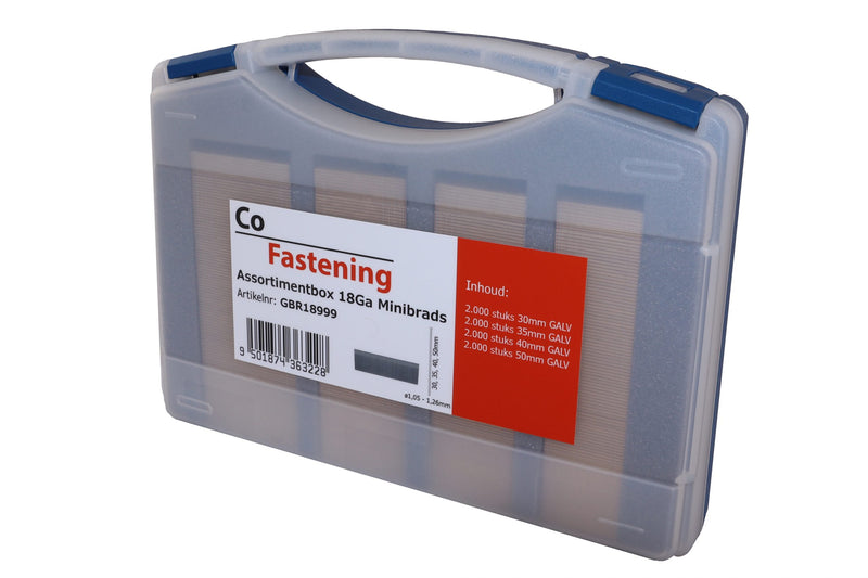 Box assortiment clou à tête refoulé set 30-50 mm galvanisee 2000 st/pak