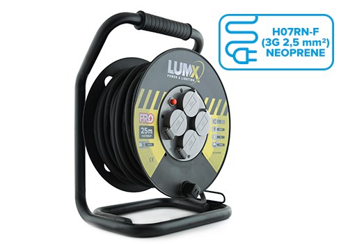 Enrouleur de câble professionnel néoprène 3G 2,5 mm² IP44