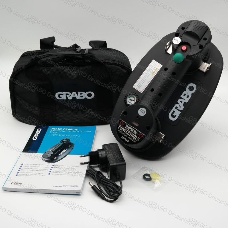 GRABO Plus ventouse électrique sur batterie avec manomètre – Sac de transport