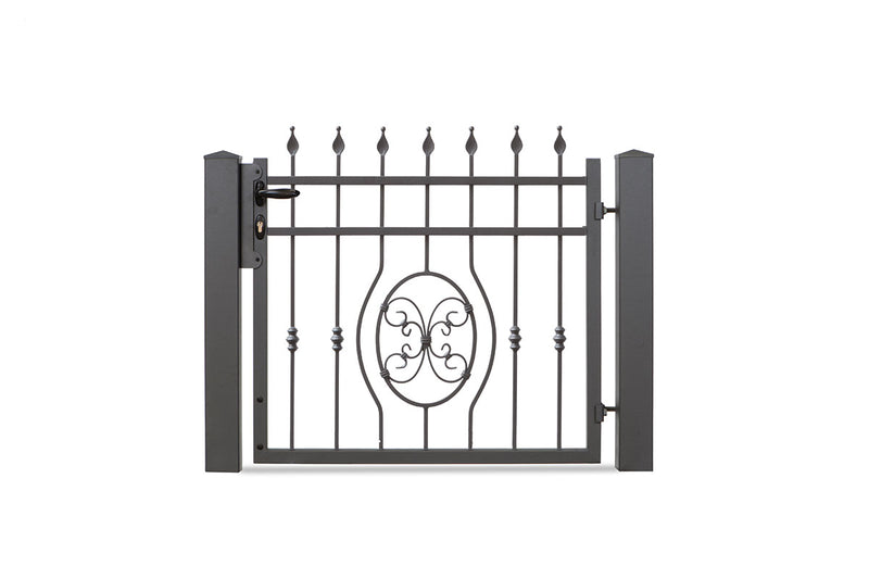 Portail en fer forgé Rostock 1 vantail – DB 703 gris foncé