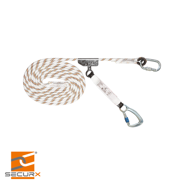 SECUR-LINE anti-chute sur corde PE 10 m + mousquetons SH10 & AH40