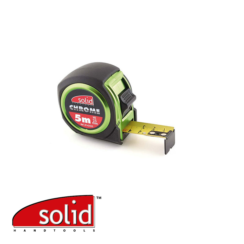 Mètre ruban, boîtier ABS UV chromé, 5 m x 25 mm, vert/noir