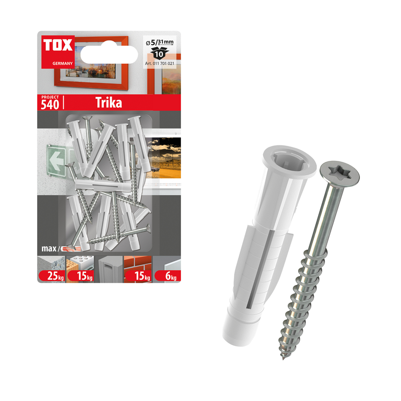 Cheville universelle trika 5/31 + vis (10 pc)