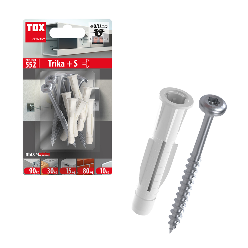 TOX TRIKA 8/51 + S PH (6 pc) – cheville universelle