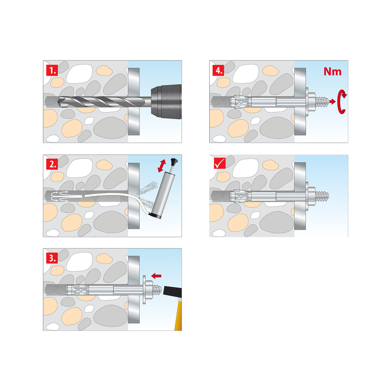 Boulon d'ancrage s-fix pro 1 A4 M8X75/10 (100 pc)