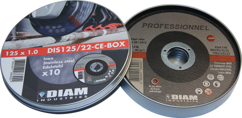 Boite de 10 disques abrasif Ø125 x1x 22.23 INOX