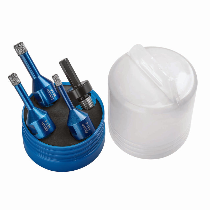 Diamant trepine set-j Ø6/8/10 + adapter M14