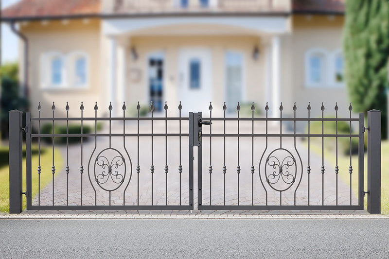 Portail en fer forgé Rostock 2 vantaux – DB 703 gris foncé