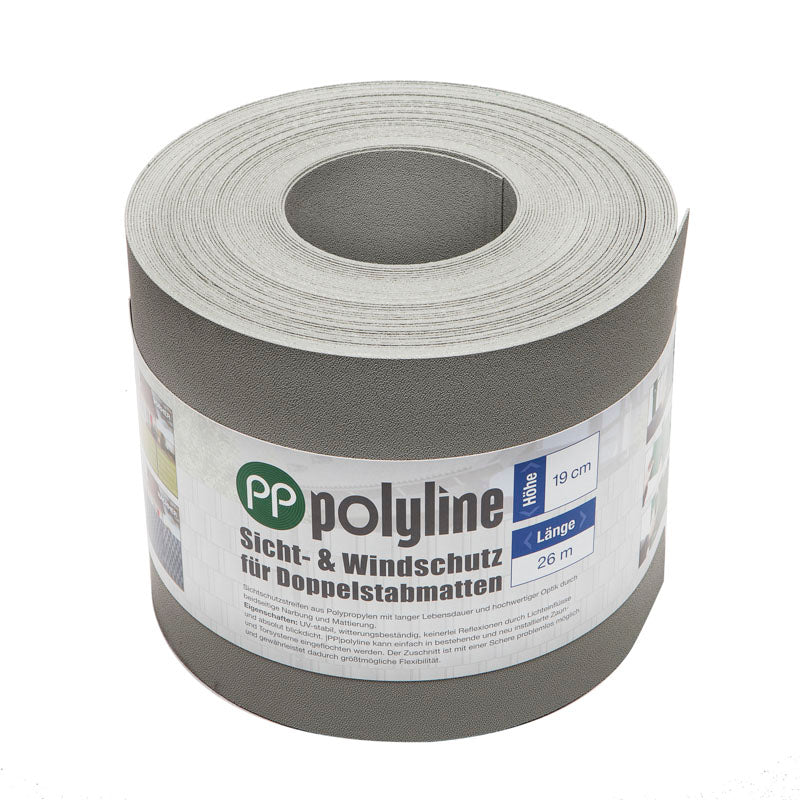Bande brise-vue et brise-vent PP polyline gris fenêtre 26m